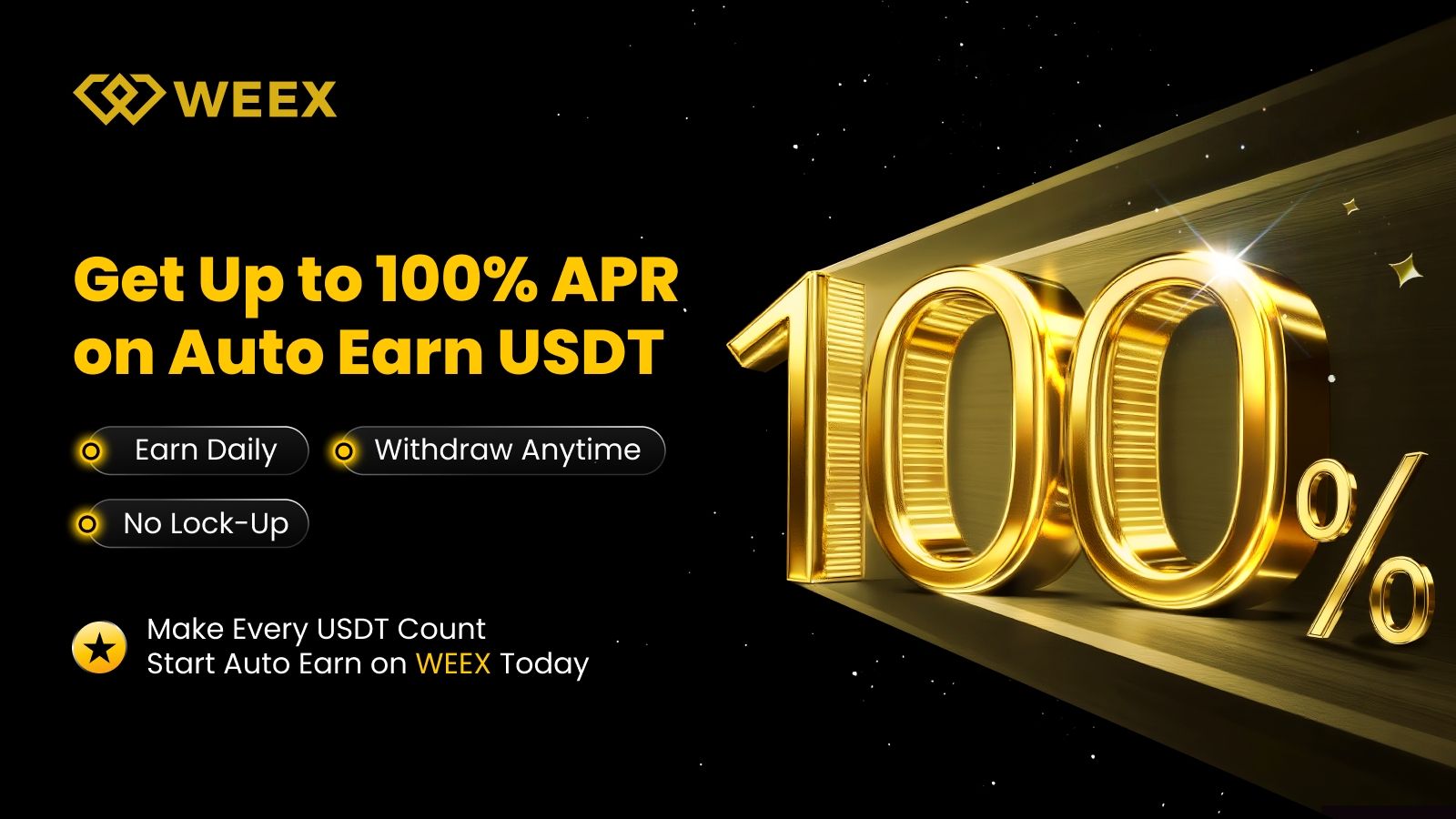 在WEEX自動賺取USDT時獲得高達100%的APR