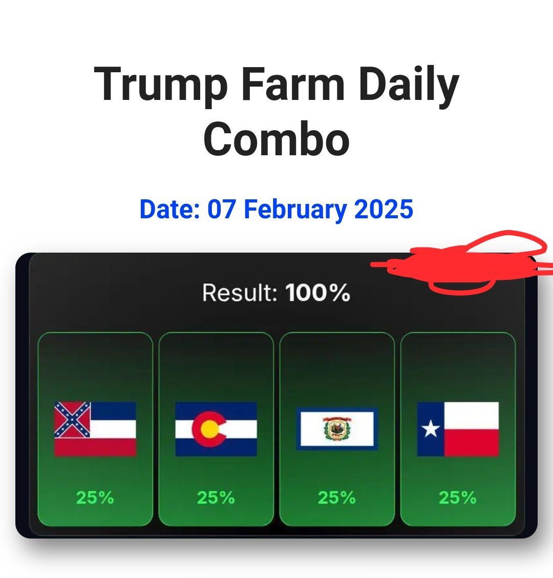 【最新更新】Trump Farm 每日組合 2025年2月7日更新