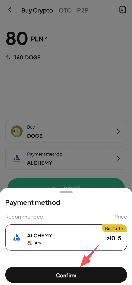 Step3:How to Buy DOGE with PLN on WEEX OTC?  APP Version